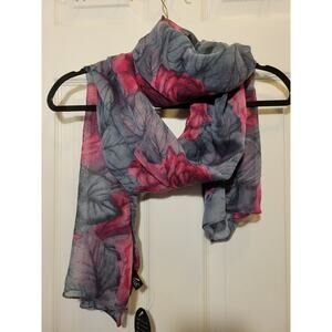 NWT Julia Scarf Roses on Gray Floral Background 70in X 25in